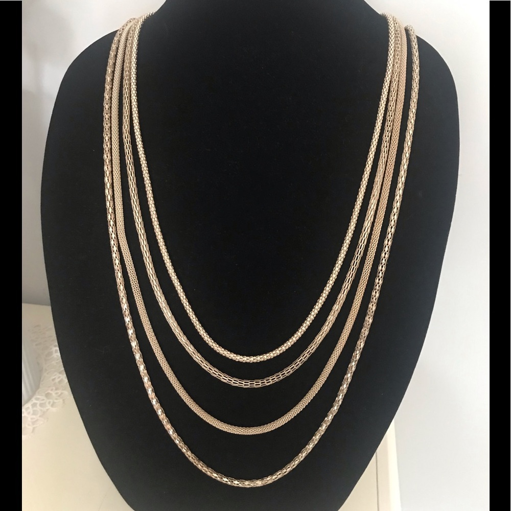 Layered Gold Tone Necklace